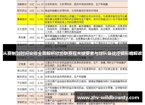 从赛制到时间安排全面解析欧协联赛程关键要素与球队备战逻辑影响解读